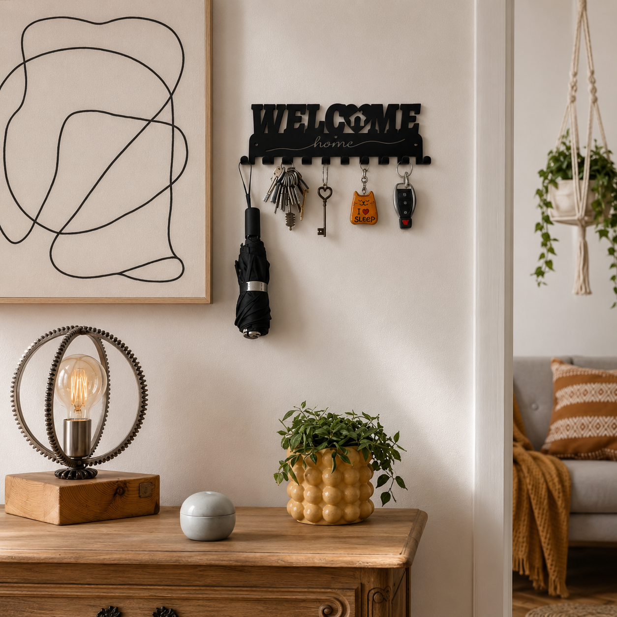 Metal Welcome Home Key Hanger